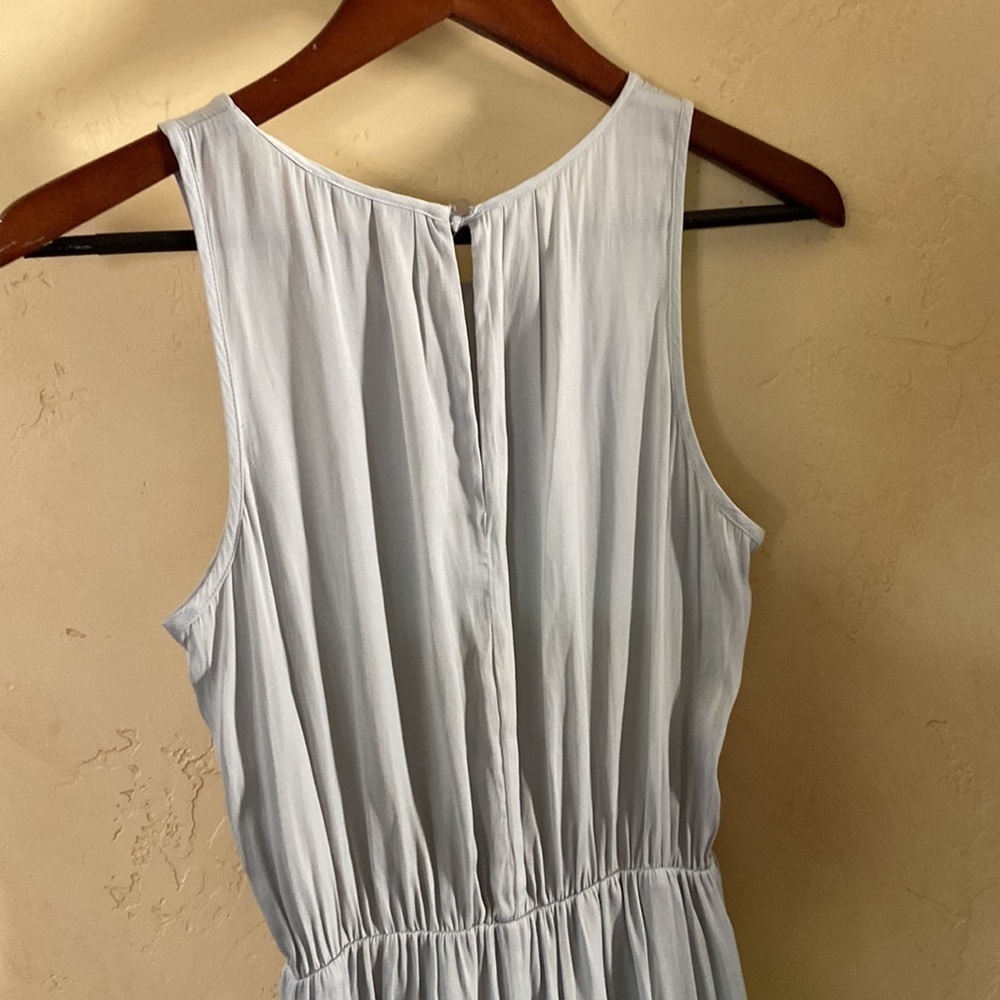 Sz S Tart Barely Blue Silky Pleated Dress w/Draped Front Half Skirt Lining - Picture 6 of 9
